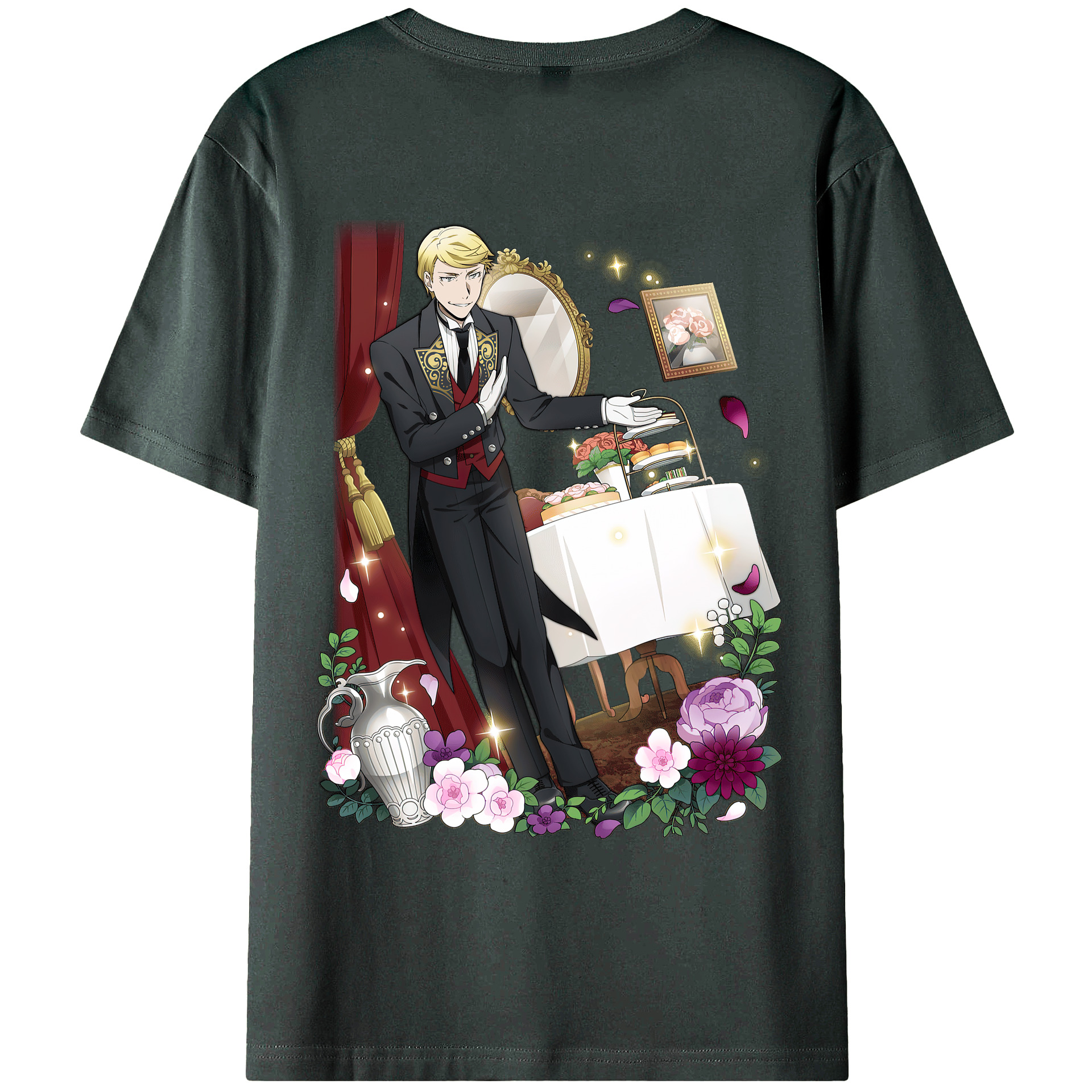 （画像用） 文豪ストレイドッグス Bungo Stray Dogs 綿100％ メンズ半袖Tシャツ（バックプリント） 通気性